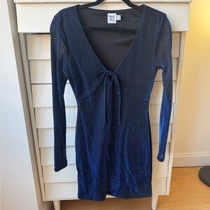 Princess Polly Sparkly Blue Long Sleeve Dress 10
